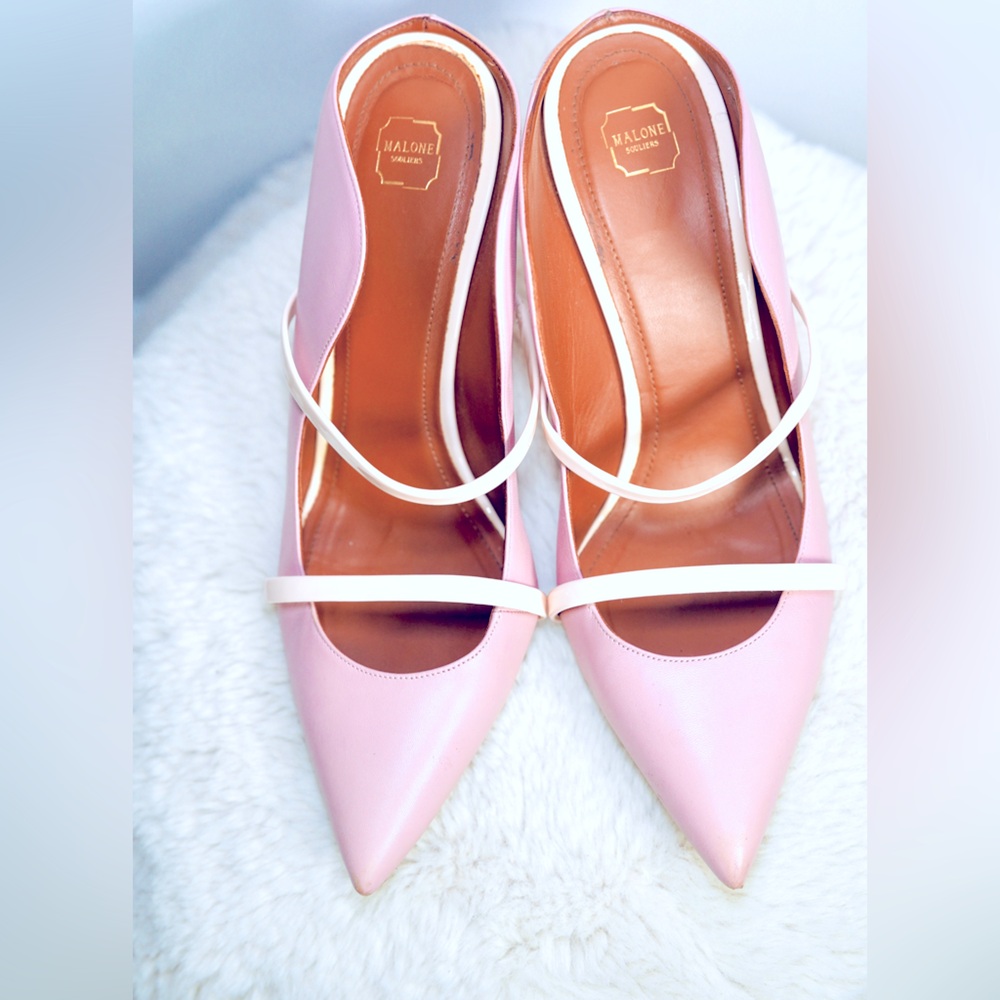 MALONE Souliers Maureen leather Dual- band Mule pumps- Size:11- Color baby pink